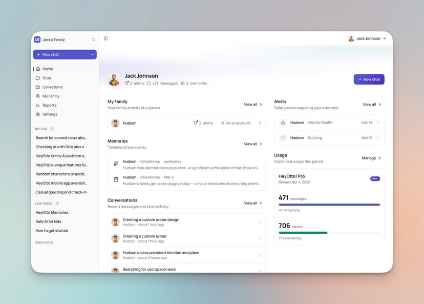 Parent Dashboard & Controls
